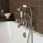 Traditional Wall Mounted Bath Shower Mixer with Shower - Nickel Finish