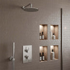Concealed 2 Outlet Thermostatic Shower Valve, Fixed Showerhead and Handset Pack - Chrome