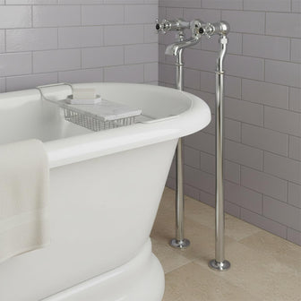 Black Crosshead Floorstanding Bath Filler Tap - Chrome Main image