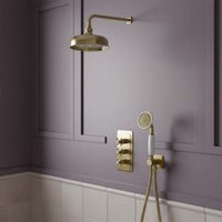 Victorian brushed brass shower arm 400mm