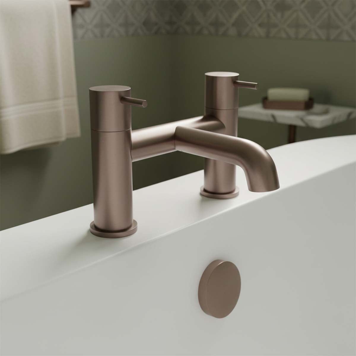 Deck Mounted Bath Filler Tap - Brushed Bronze