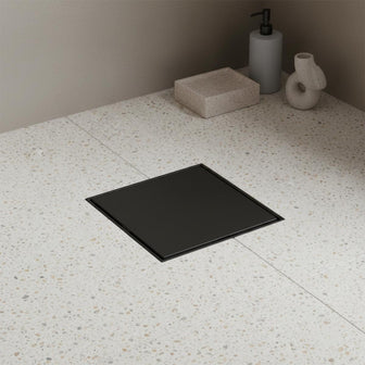 Square matt black shower drain Main image