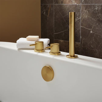 Pullout Shower Handle With Overflow Waste - Brushed Brass Main image