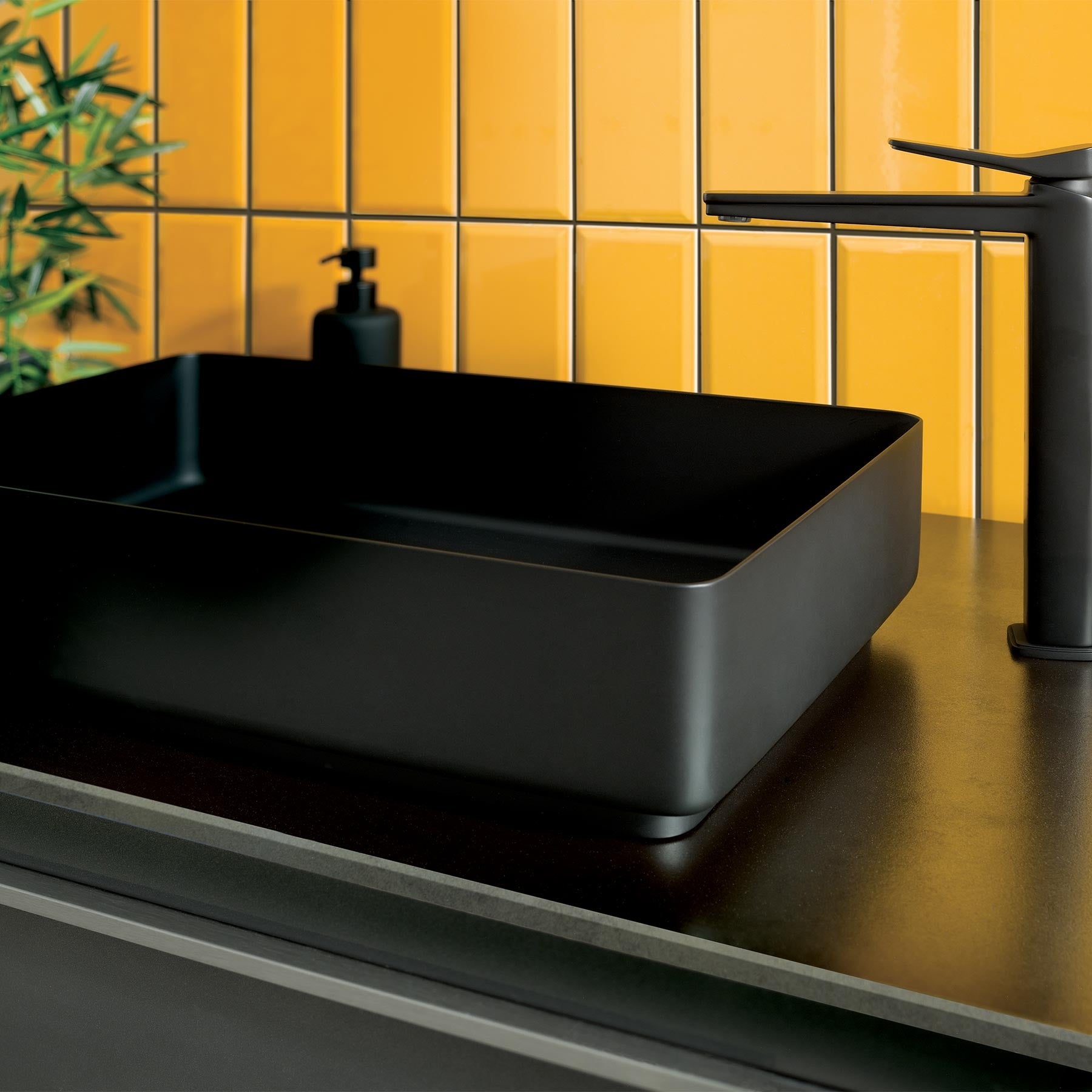 Rectangular Countertop Sink - Matt Black Finish
