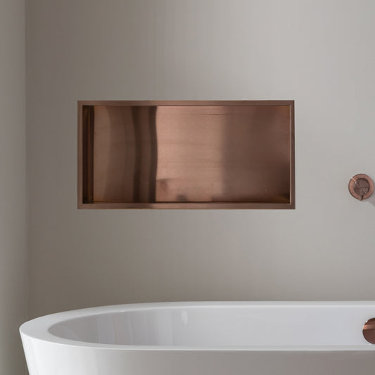 Rectangular Wall Shower Niche - Brushed Bronze 1200