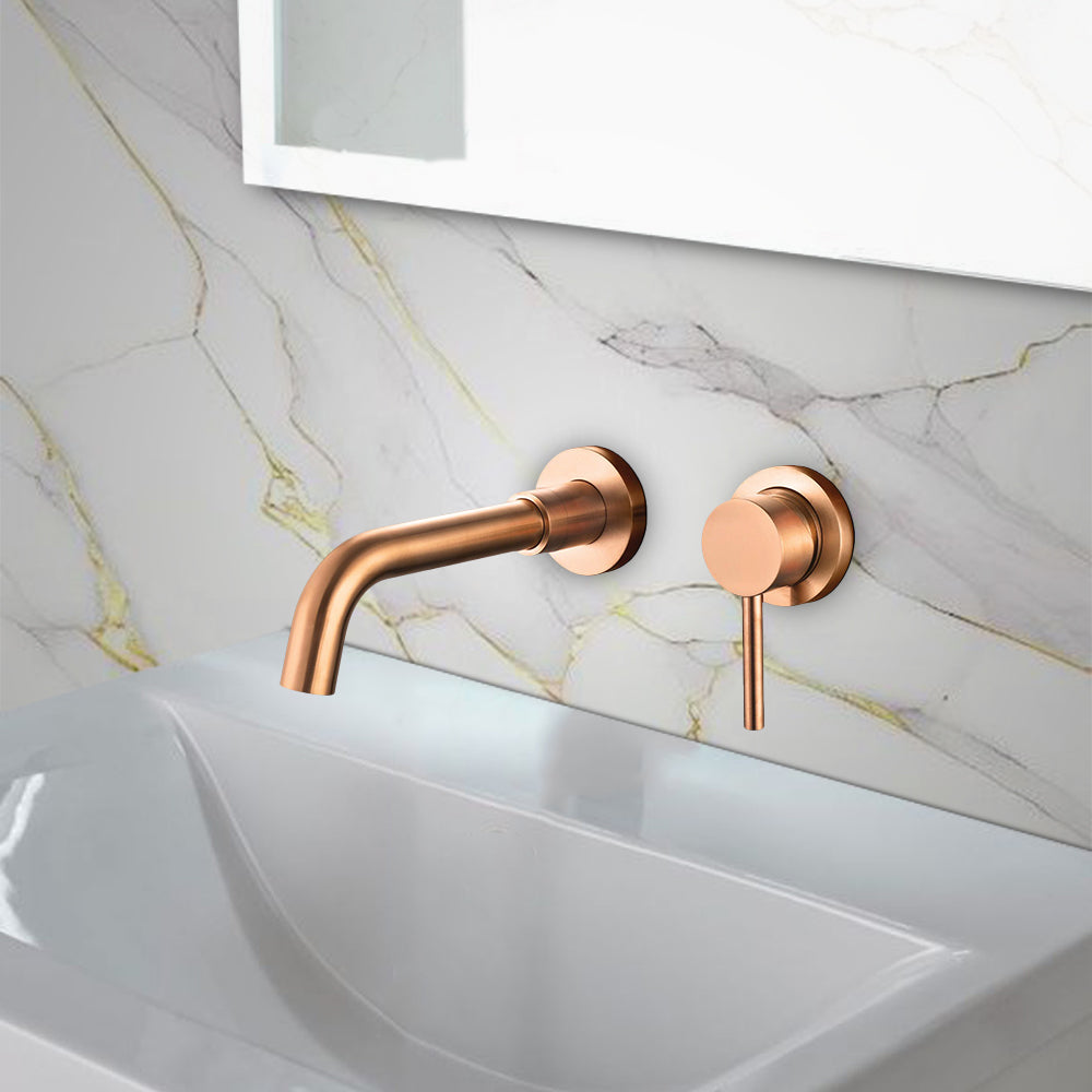 2 Hole Wall Mounted Basin Tap | Rose Gold Basin Mixer Tap
