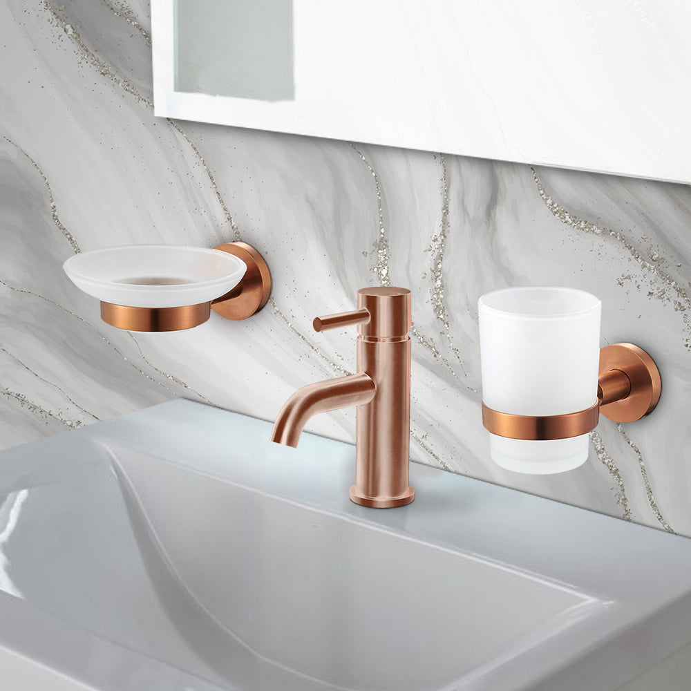 Rose Gold Wall Mounted Bathroom Tumbler Holder Secondary image