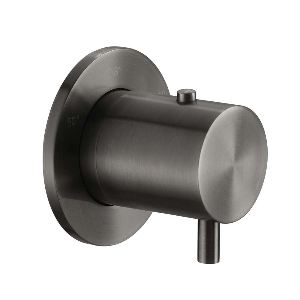 Round Brushed Black Thermostatic Douche Valve Main image