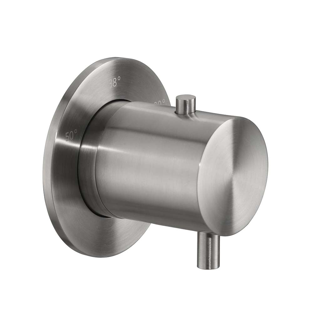 Round Brushed Stainless Steel Thermostatic Douche Valve Main image