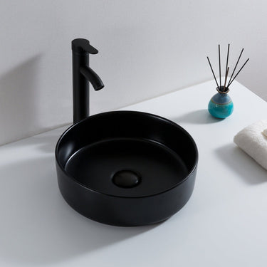 Round Ceramic Countertop Basin, 360*360*120MM - Black
