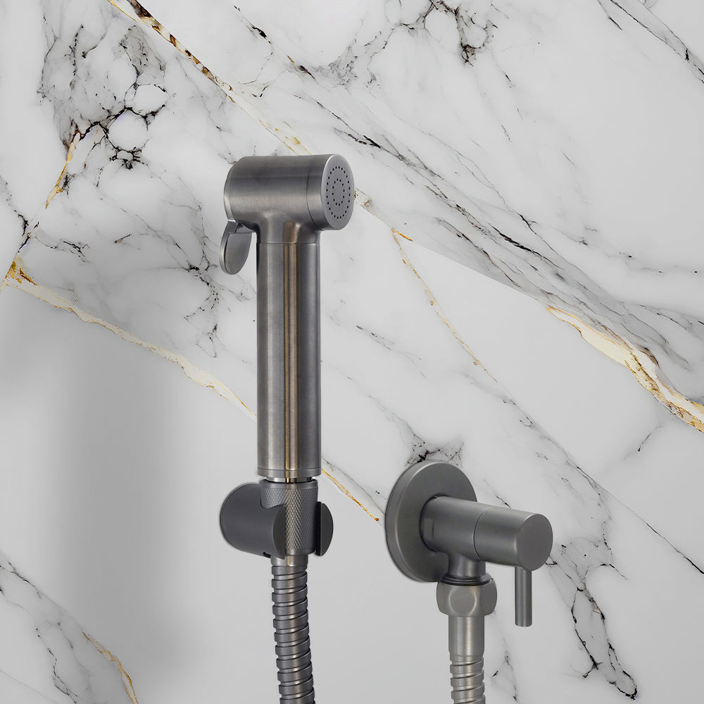 Round Douche Shower Spray Kit  - Brushed Black