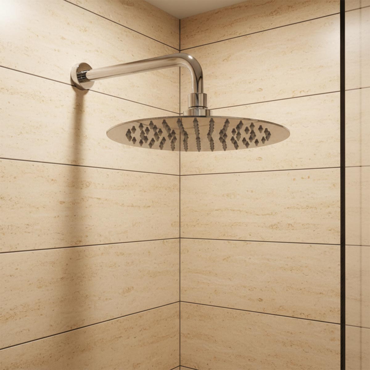 Round Rainfall Shower Head, 400mm - Chrome