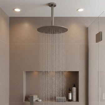 Round Shower Head 250mm With Ceiling Mounted Shower Arm 150mm - Brushed Black Main image
