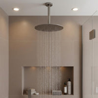 Round Shower Head 250mm With Ceiling Mounted Shower Arm 150mm - Brushed Black