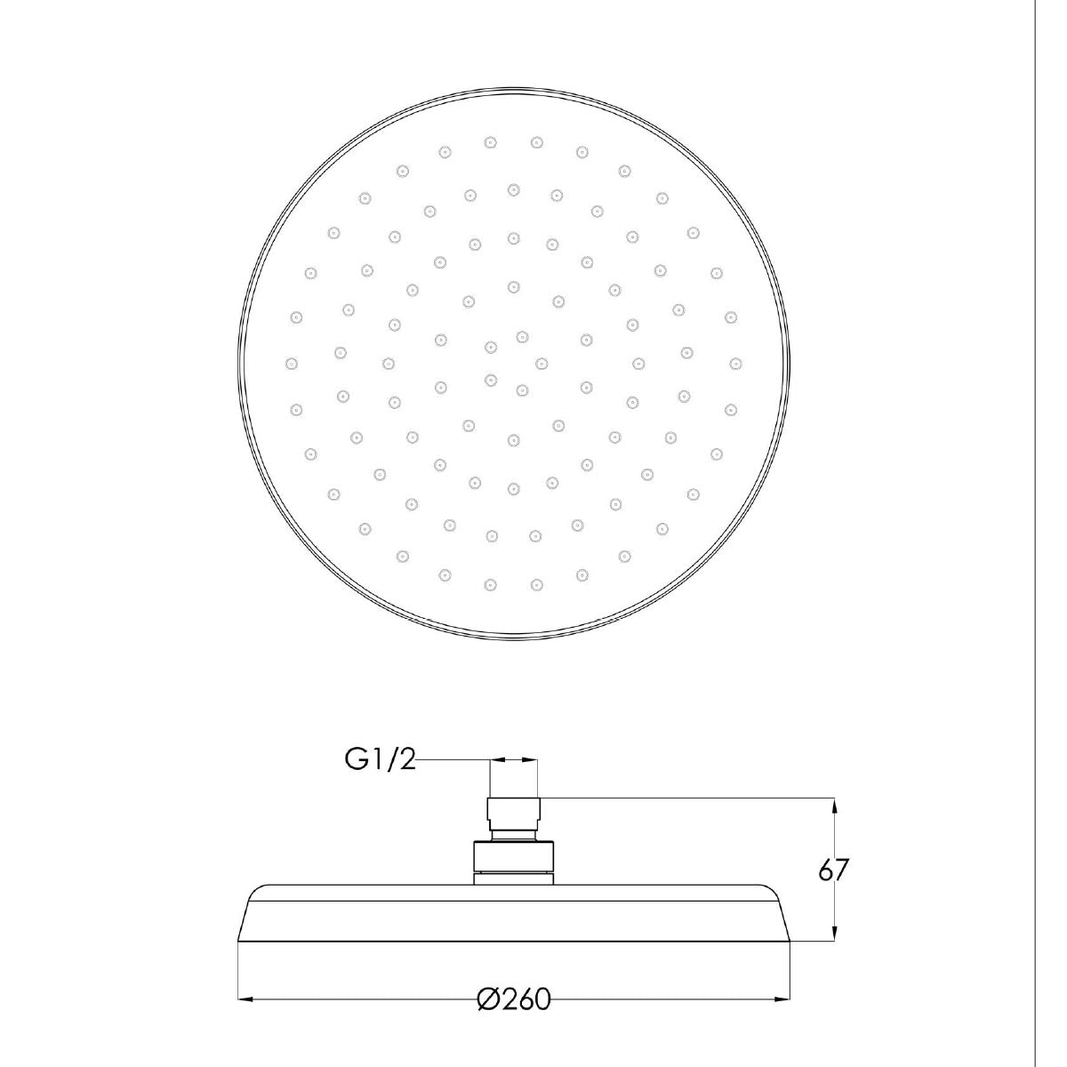  Round Shower Head, 260mm