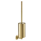 Round Toilet Brush Holder Wall Mounted - Brushed Brass