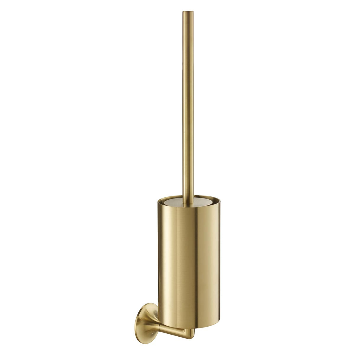 Round Toilet Brush Holder Wall Mounted - Brushed Brass