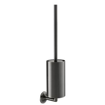Round Toilet Brush Holder with Brush Wall Mounted - Brushed Black Secondary image