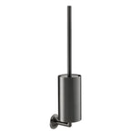 Round Toilet Brush Holder with Brush Wall Mounted - Brushed Black