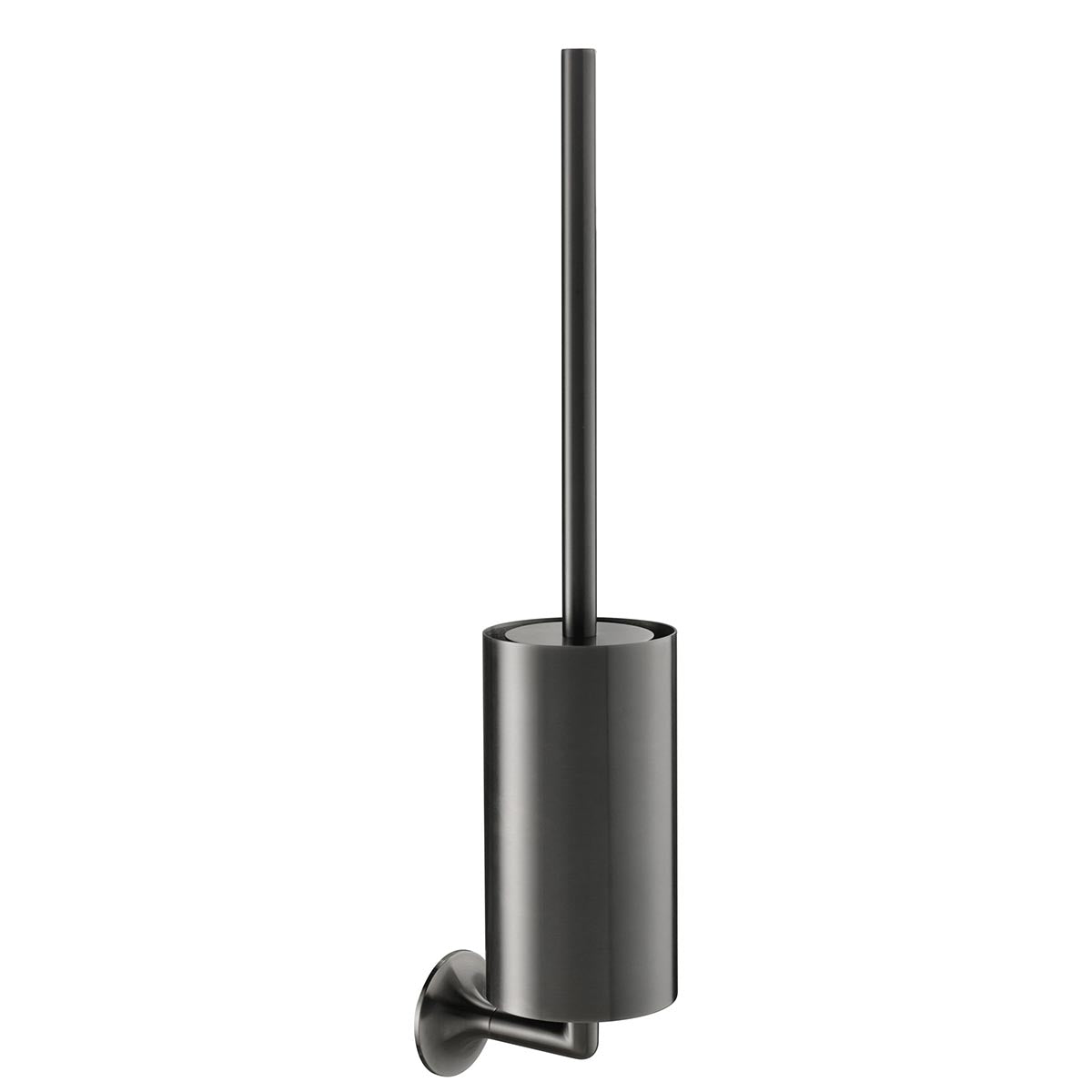 Round Toilet Brush Holder with Brush Wall Mounted - Brushed Black