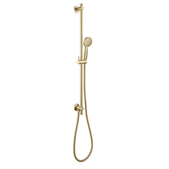 Slider Shower Rail Kit with Round Shower Handset, Hose and Water Outlet - Brushed Brass Secondary image