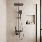 Shower Mixer with Square Handset and Temperature Display - Brushed Black