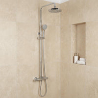 Shower Rail Kit with 2 Outlet Thermostatic Bar Shower Valve - Chrome