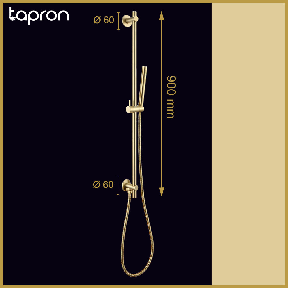 Vos Shower Slider Rail Kit with Hose & Shower Handset-Tapron