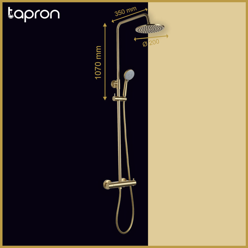 Gold Bath Shower Mixer Rigid Rise-Tapron