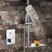 Shower Riser Rail, Handheld Shower, and Wall-Mounted Shelf Set- Chrome
