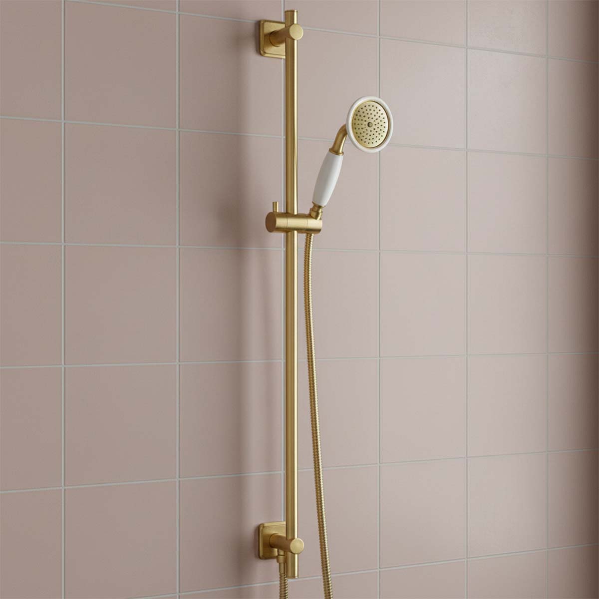 Shower Riser Rail Kit with Handset - Brushed Brass
