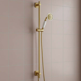 Shower Riser Rail Kit with Handset - Brushed Brass Main image