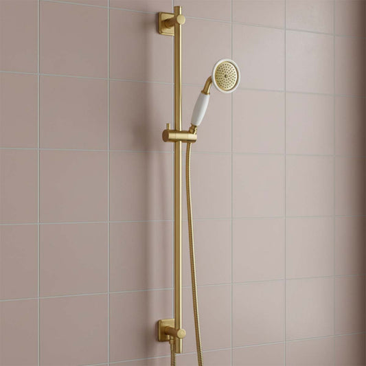 Shower Riser Rail Kit with Handset - Brushed Brass