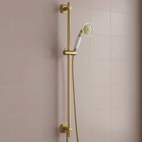 Shower Riser Rail Kit with Handset - Brushed Brass