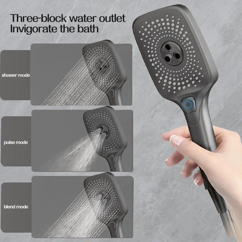 Ensemble mitigeur de douche avec pomme de douche, douchette à main et affichage numérique de la température - Gun Metal