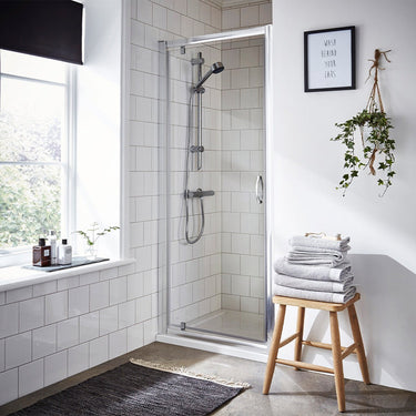Silver Pivot Shower Enclosure Door - 1850mm
