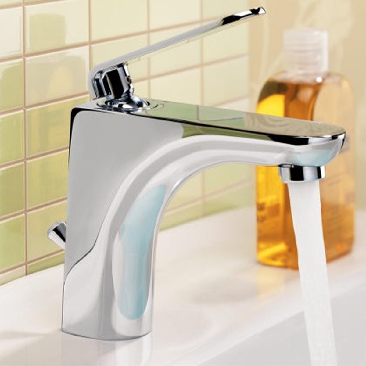 Single-Lever Deck-Mounted Basin Mixer Tap without Pop-Up Waste- Chrome