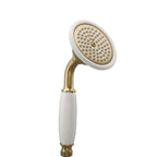 Traditional Single Function Shower Hanset - Brushed Brass with white ceramic