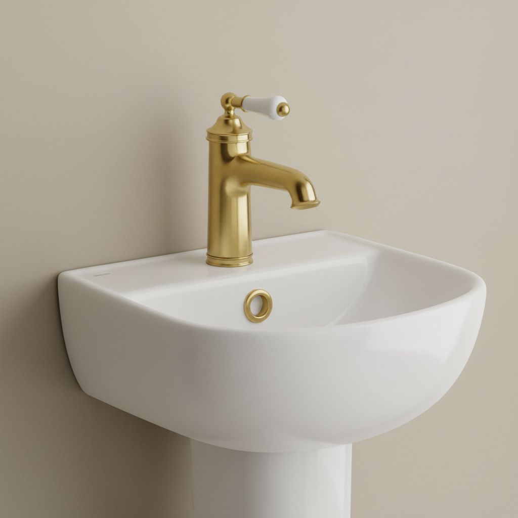 Traditional Single Lever Brushed Brass Mono Basin Mixer Tap