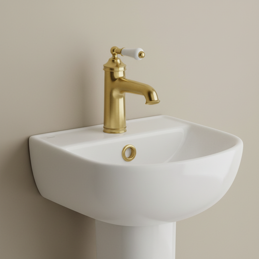 Traditional Single Lever Brushed Brass Mono Basin Mixer Tap 1024
