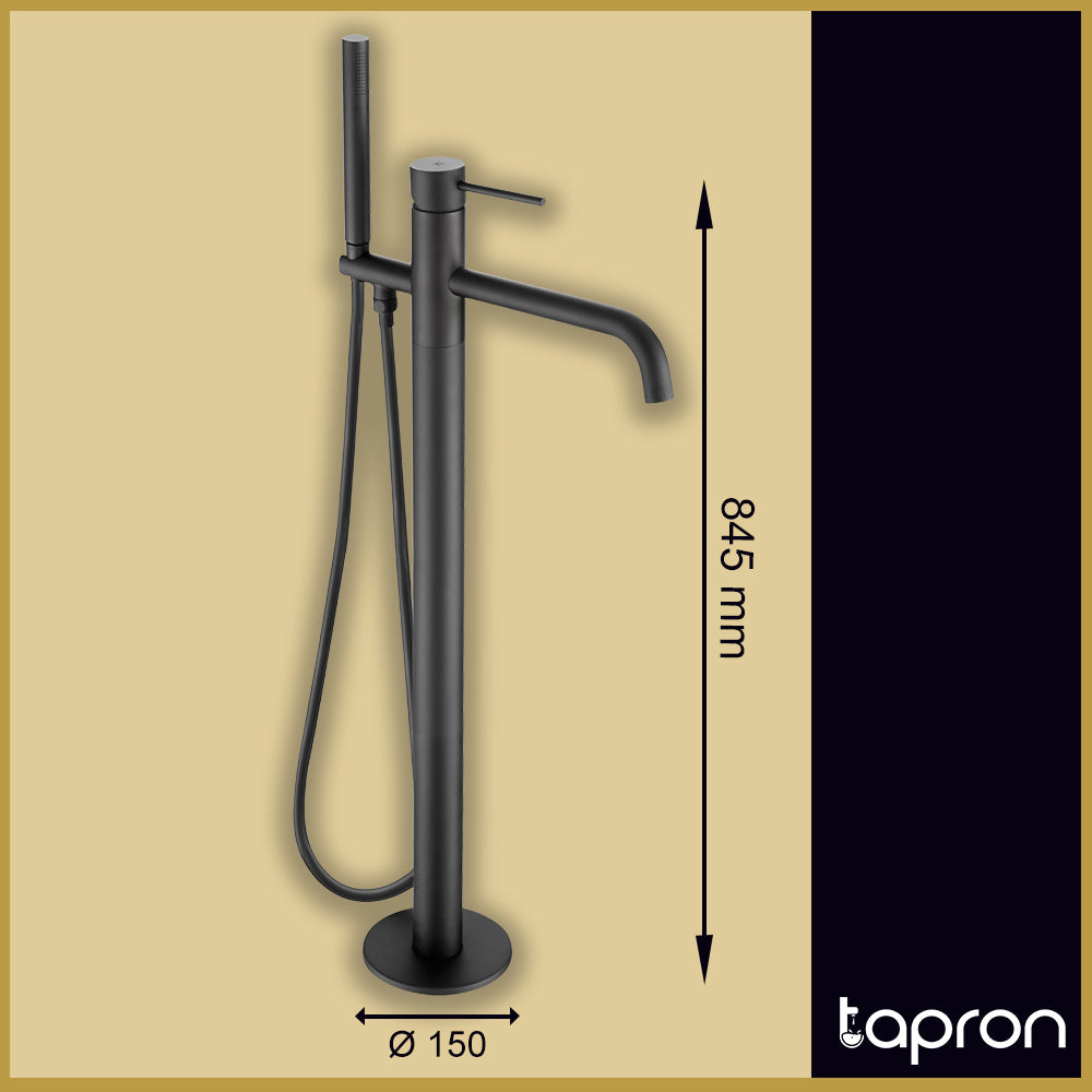  Matt Black Freestanding Bath Taps-Tapron