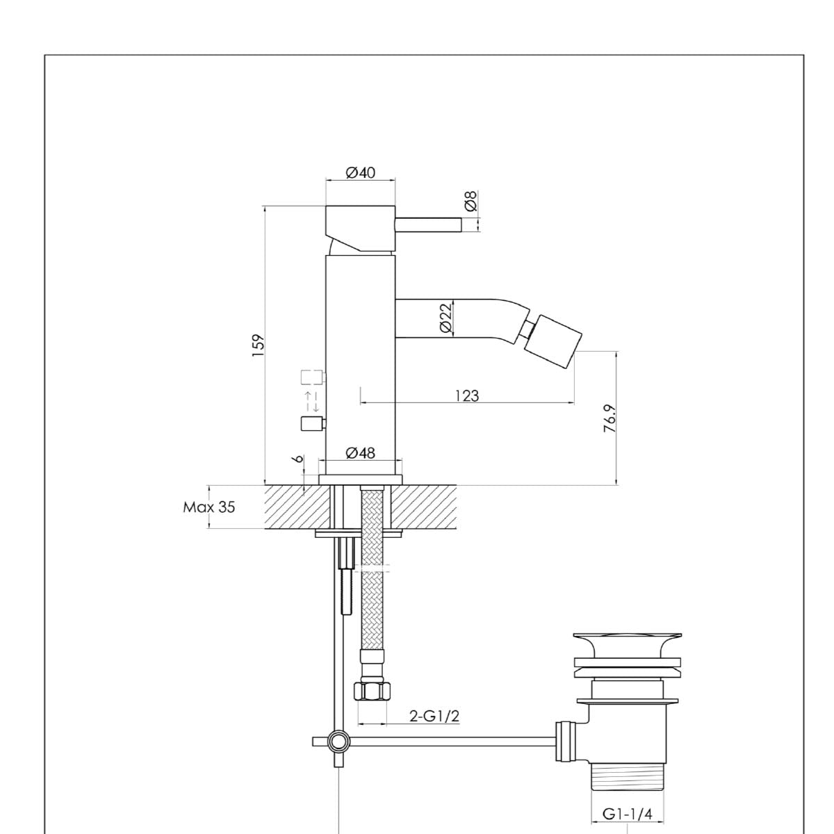 Single Lever Bidet Mixer - Chrome