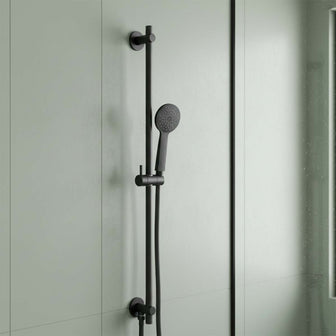 Slider Shower Rail Kit with Round Shower Handset and Hose - brushed black Main image