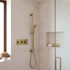 Gold Slider Shower Rail Kit Round Shower Handset and Hose