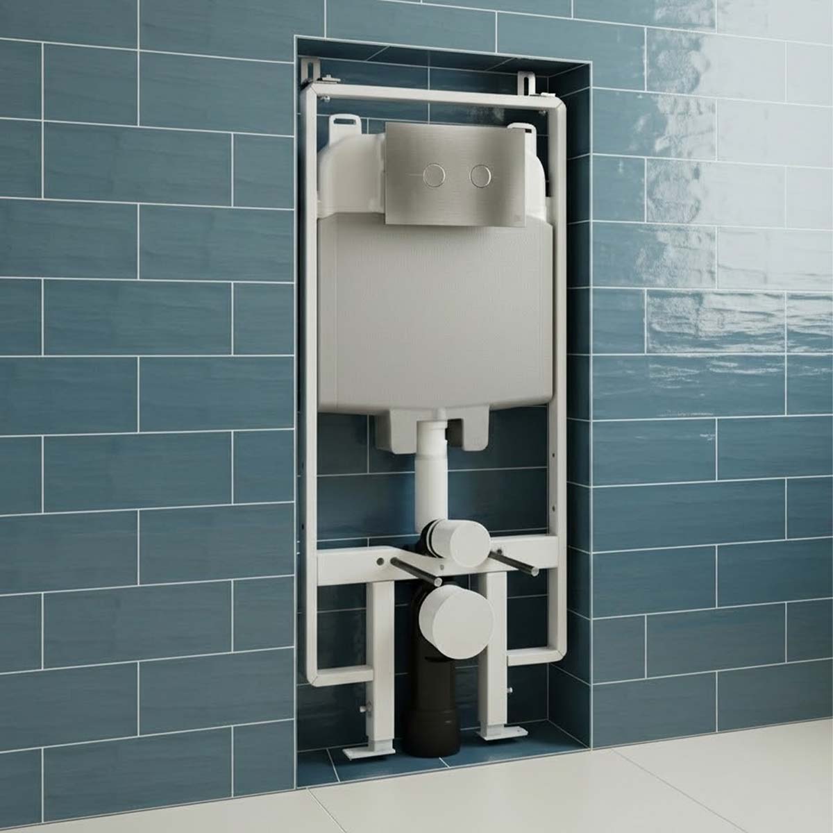 Slim Pre-Wall Freestanding W.C Frame with Cistern, Brackets, Bend and Chrome Flush Plate