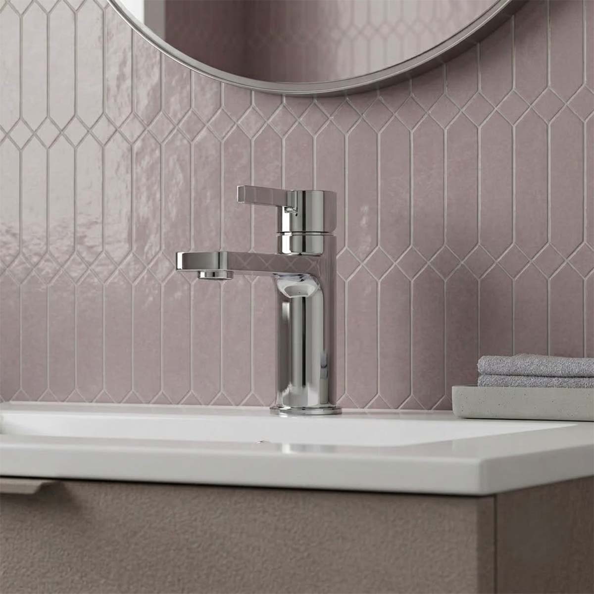 Small Single Lever Deck-Mounted Basin Mixer Tap - chrome