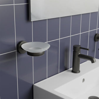 Soap Dish With Glass Brushed Black Main image