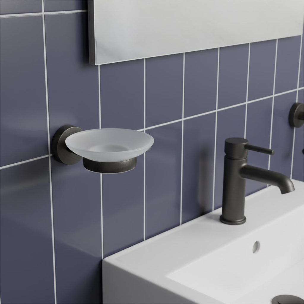 Soap Dish With Glass Brushed Black