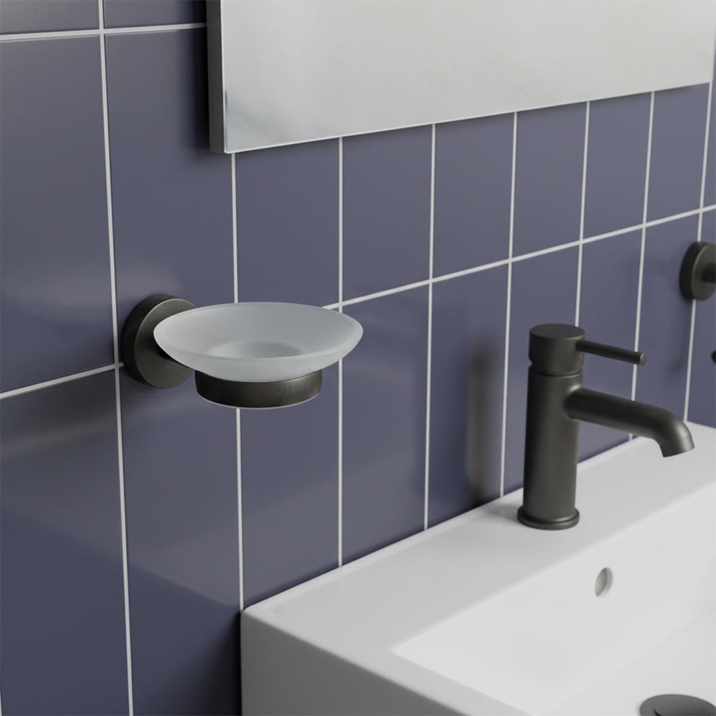 Soap Dish With Glass Brushed Black