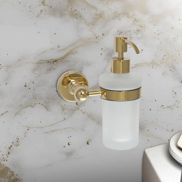 Traditional Soap Dispenser Gold with Frosted Glass
